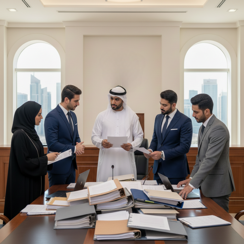 مراجعة ملف دعوى تجارية ومستندات عقود