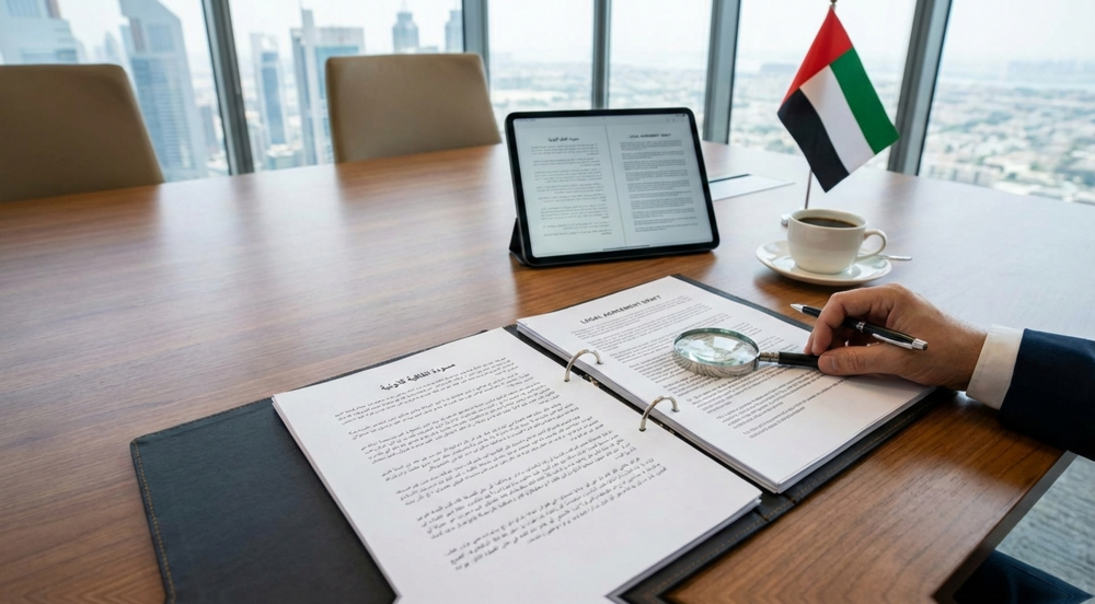 مراجعة نص قانوني ثنائي اللغة قبل الاعتماد